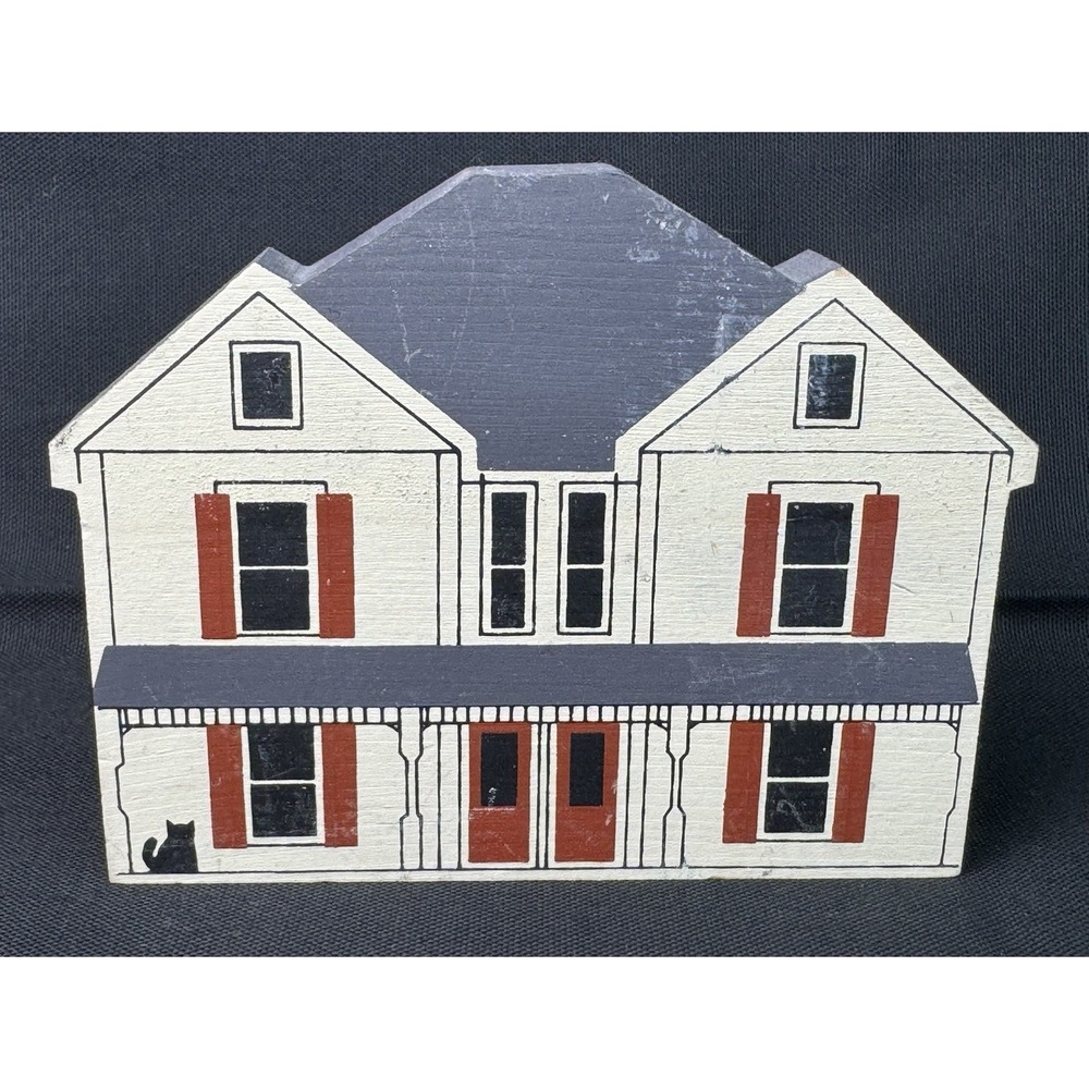 VTG 1986 Cat's Meow Village Wooden Keepsake The Canal Company Roscoe Village